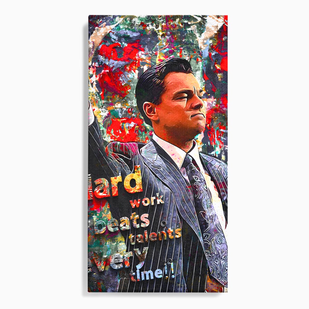 Tablou canvas cu tablou canvas cu leonardo dicaprio si mesaj motivational, fara rama, pe sasiu de lemn