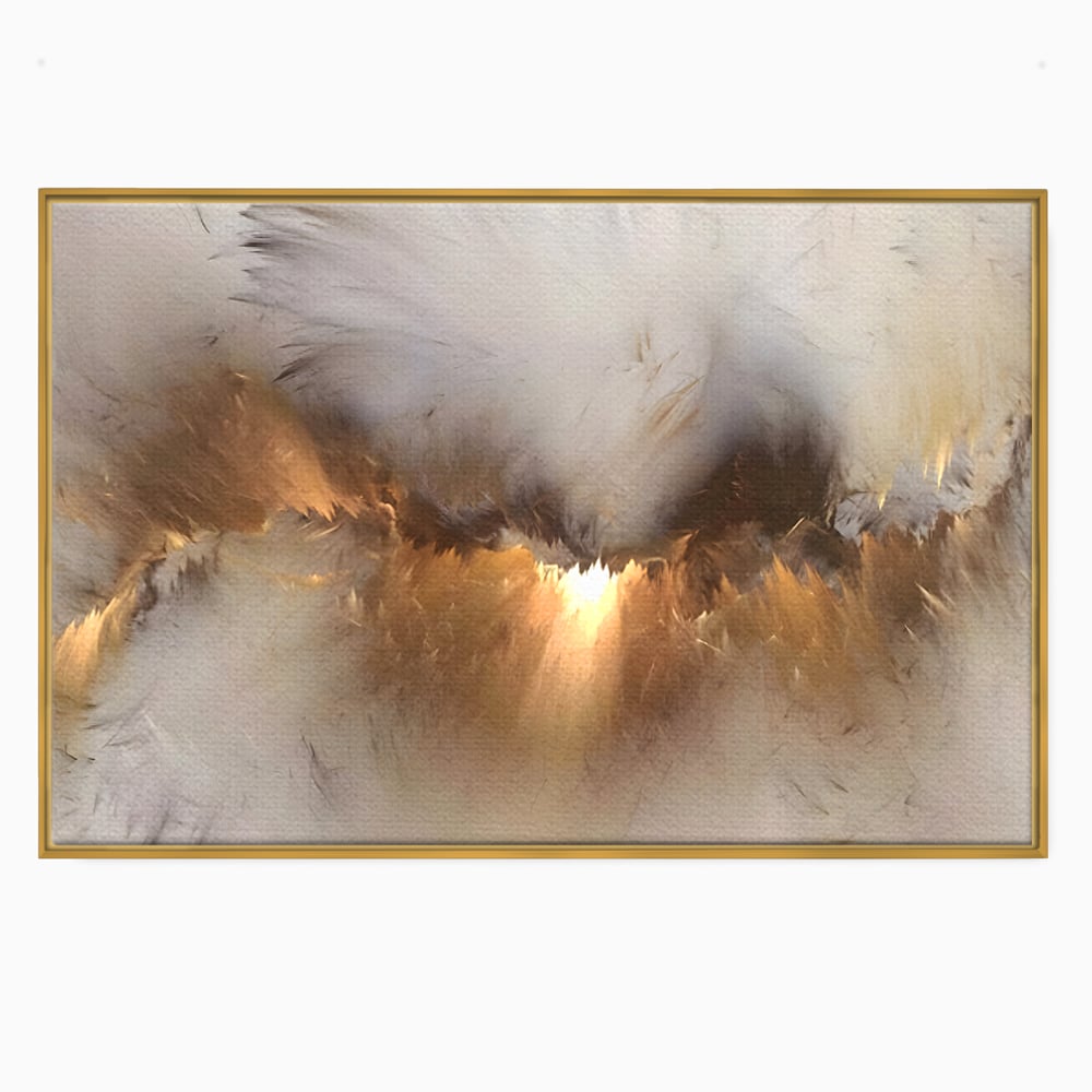 Tablou canvas cu tablou canvas cu peisaj abstract luminos, in rama de aluminiu auriu