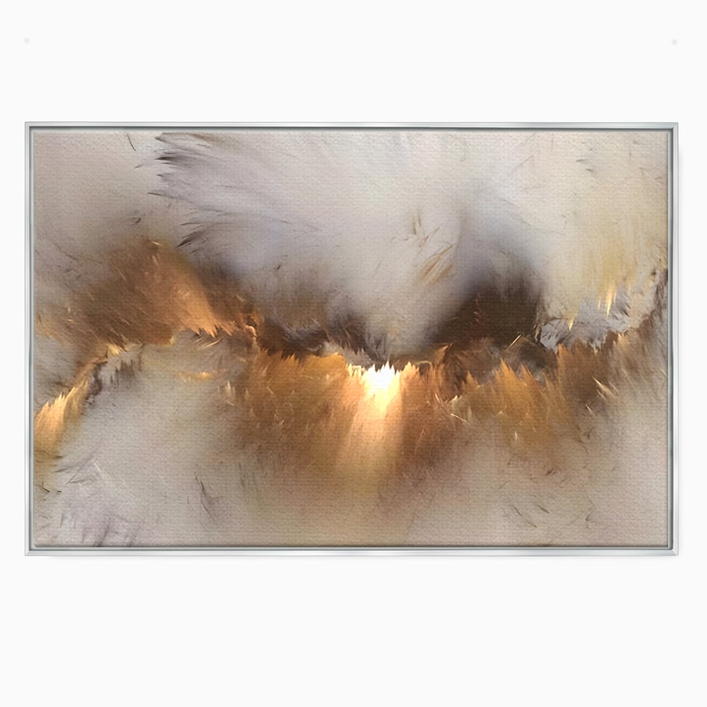 Tablou canvas cu tablou canvas cu peisaj abstract luminos, in rama de aluminiu argintiu