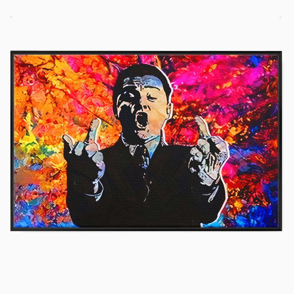 Tablou canvas cu tablou canvas cu leonardo dicaprio pop art, in rama de aluminiu negru