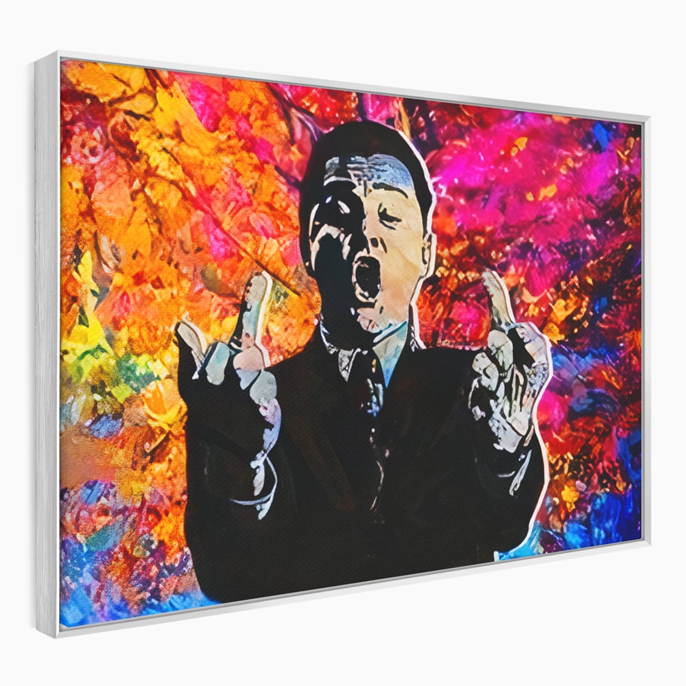Tablou canvas cu tablou canvas cu leonardo dicaprio pop art, in rama de aluminiu argintiu