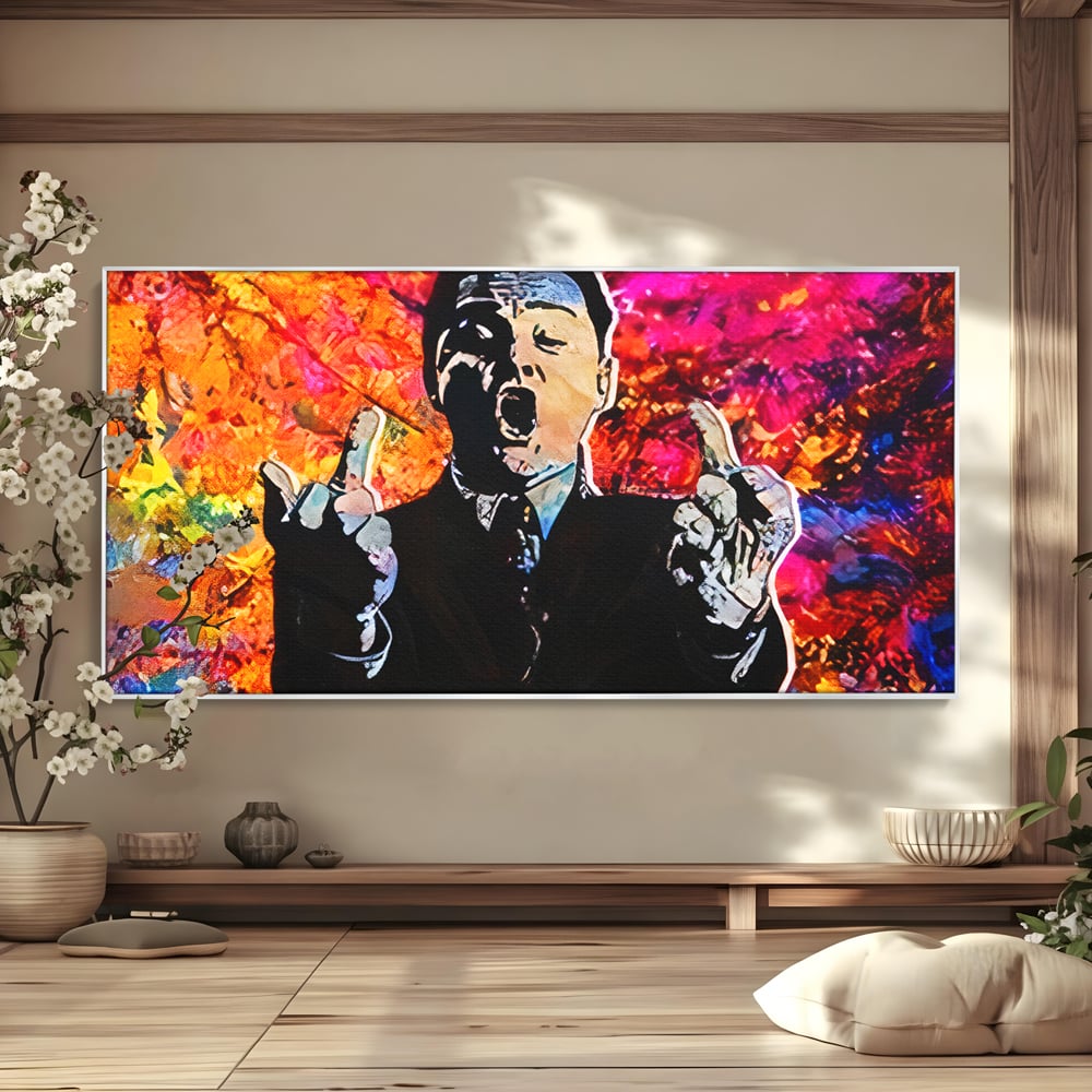 Tablou canvas cu tablou canvas cu leonardo dicaprio pop art, in rama de aluminiu argintiu