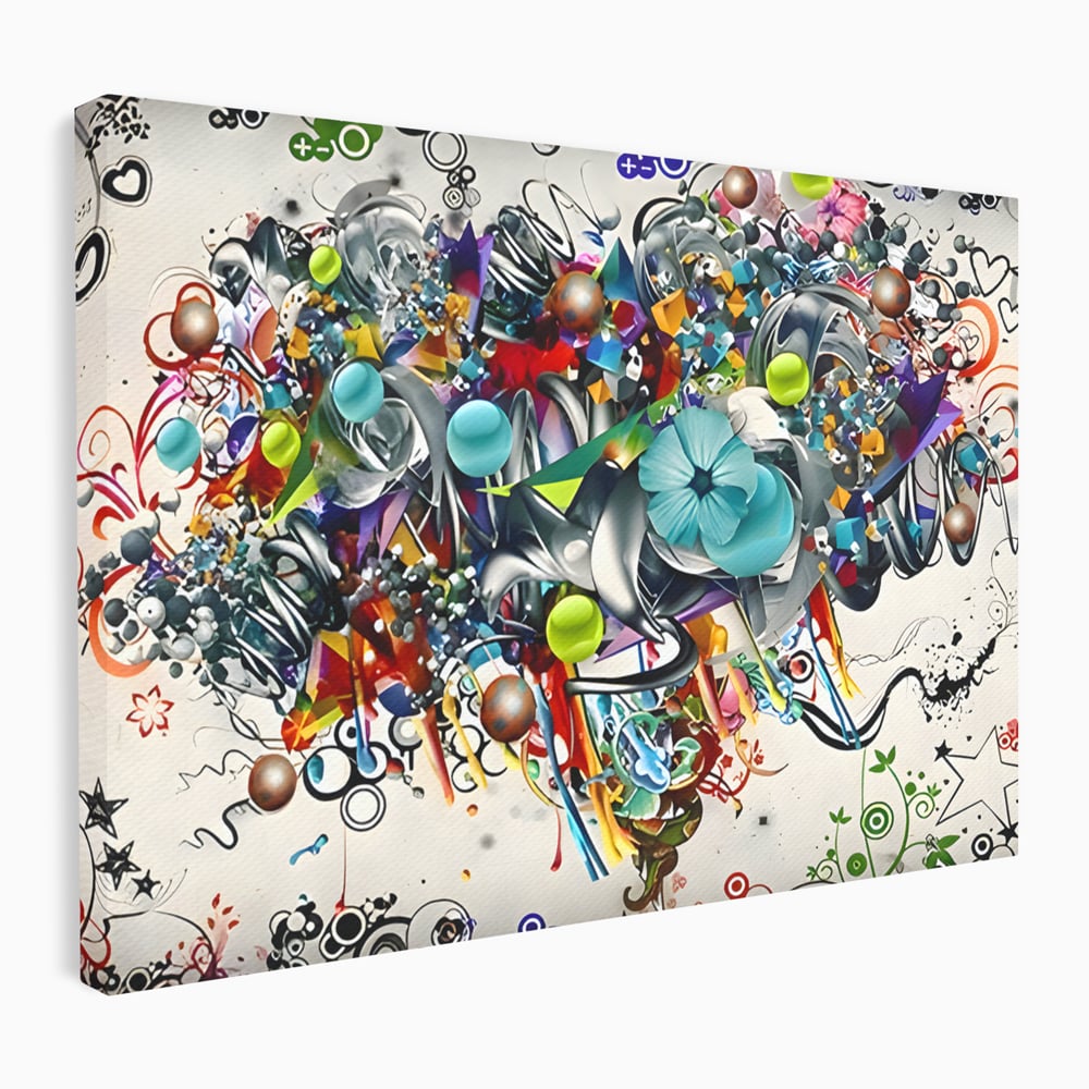 Tablou canvas cu tablou canvas cu compozitie abstracta, fara rama, pe sasiu de lemn