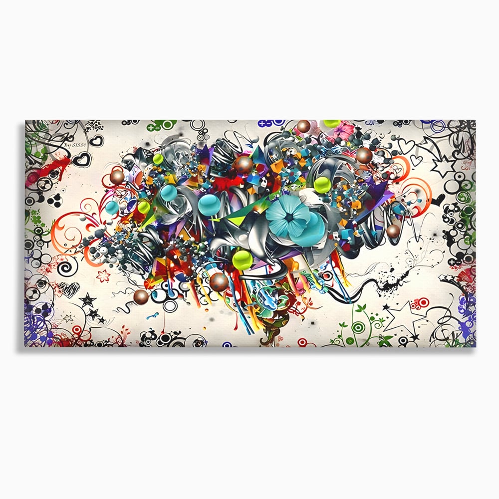 Tablou canvas cu tablou canvas cu compozitie abstracta, fara rama, pe sasiu de lemn