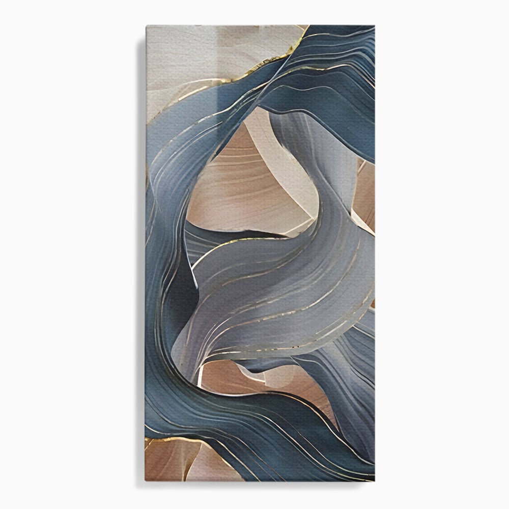 Tablou canvas cu pictura abstracta cu valuri ondulate, fara rama, pe sasiu de lemn