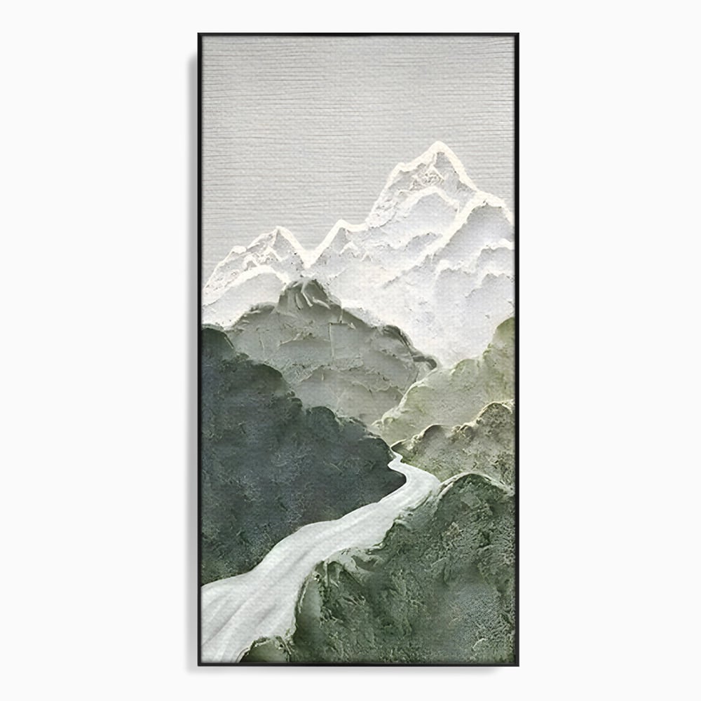 Tablou canvas cu tablou canvas cu munti in relief, in rama de aluminiu negru