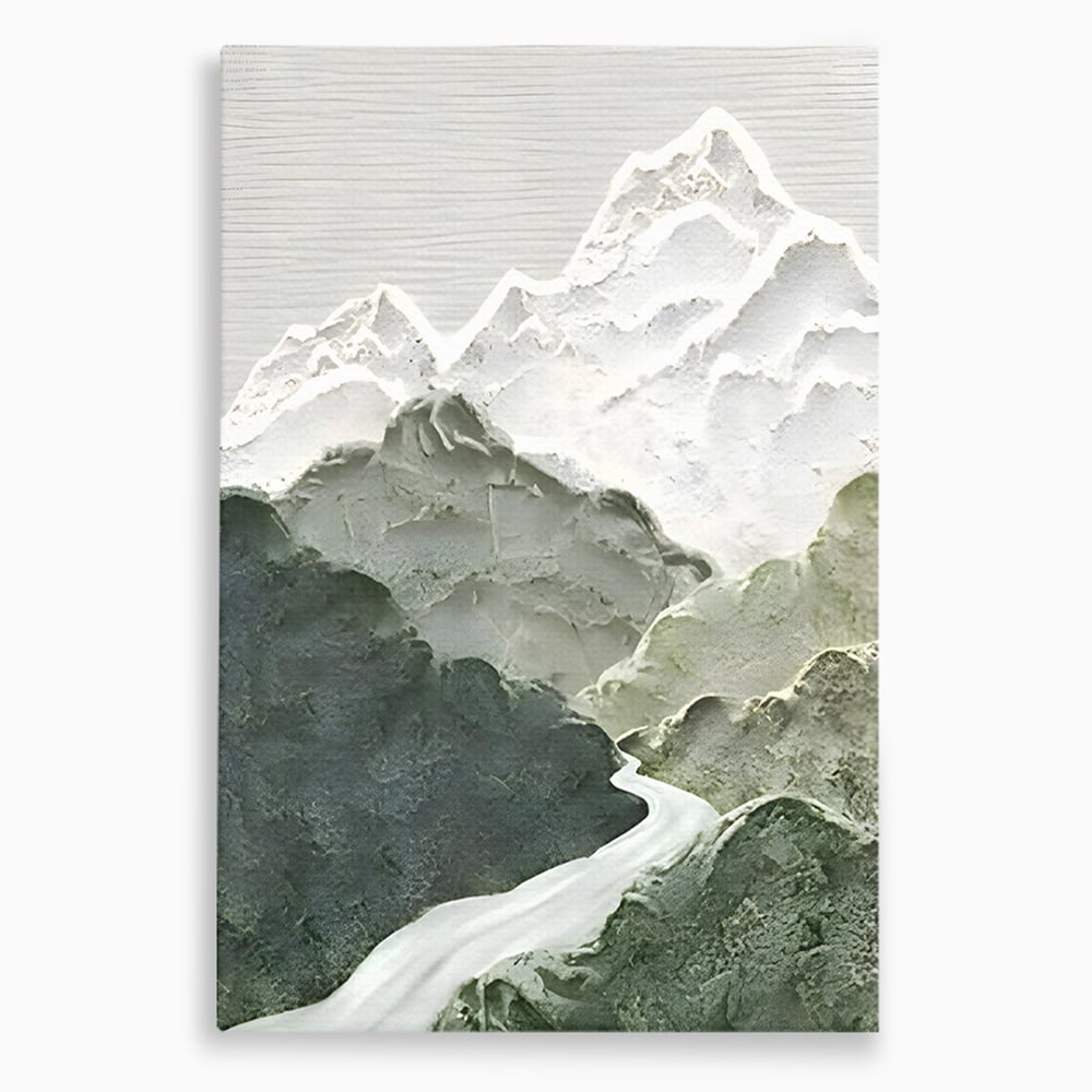 Tablou canvas cu tablou canvas cu munti in relief, fara rama, pe sasiu de lemn