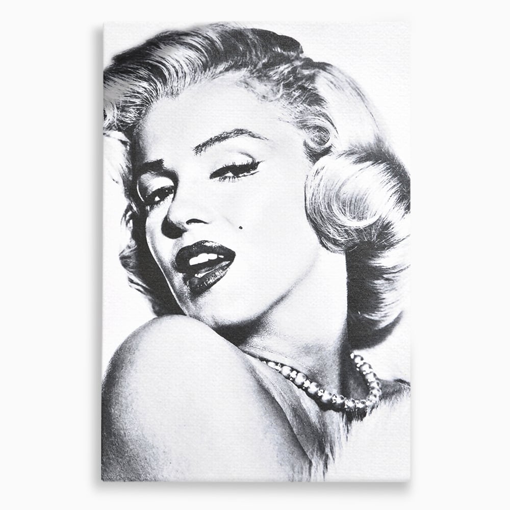Tablou canvas cu tablou canvas cu marilyn monroe alb negru, fara rama, pe sasiu de lemn