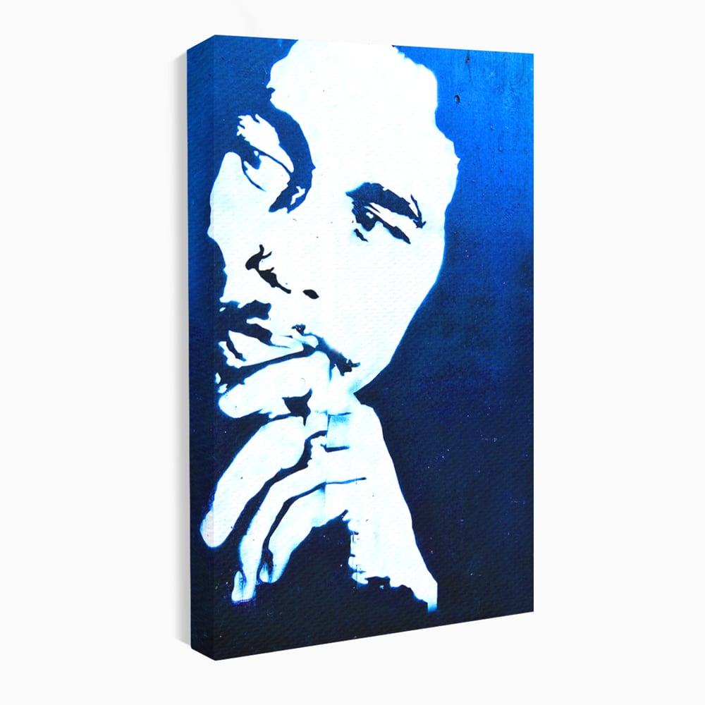Tablou canvas cu tablou canvas cu portretul stilizat al lui bob marley, fara rama, pe sasiu de lemn