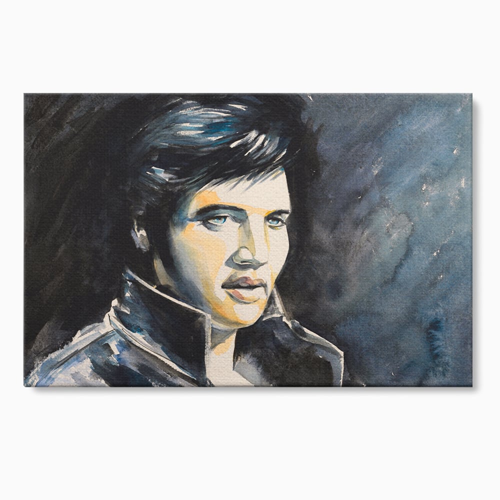 Tablou canvas cu pictura cu portretul lui elvis presley, fara rama, pe sasiu de lemn