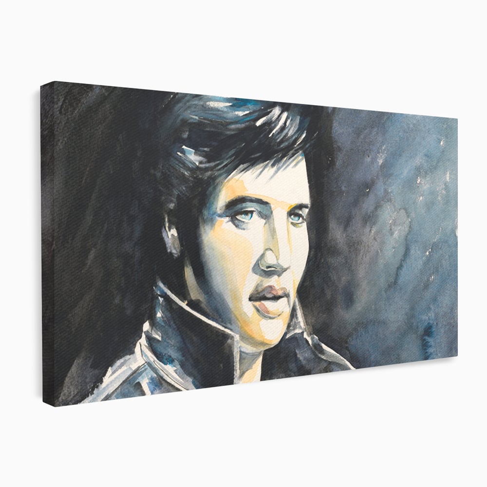 Tablou canvas cu pictura cu portretul lui elvis presley, fara rama, pe sasiu de lemn