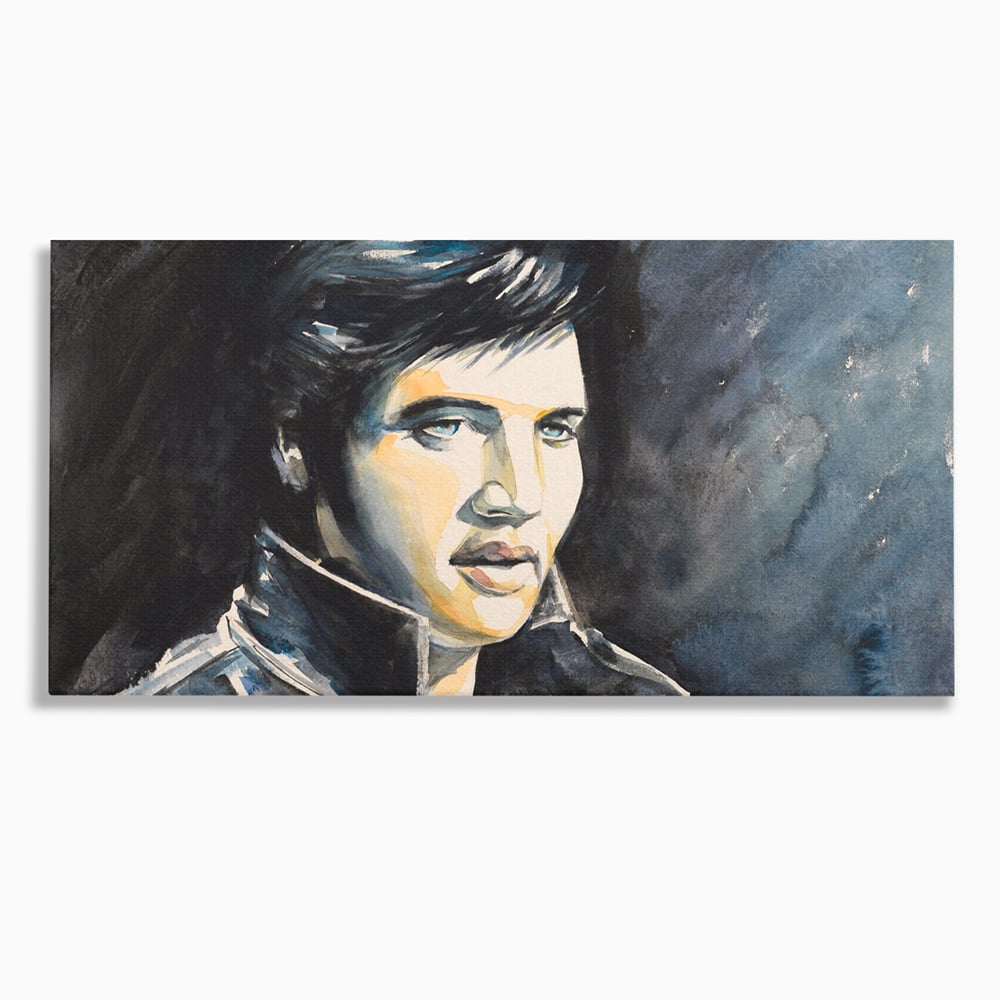 Tablou canvas cu pictura cu portretul lui elvis presley, fara rama, pe sasiu de lemn