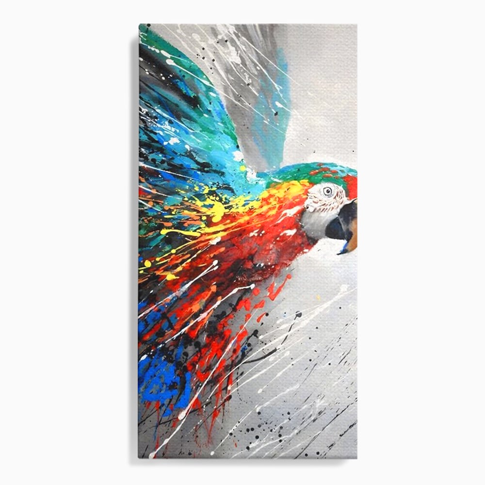 Tablou canvas cu tablou canvas cu papagal colorat, fara rama, pe sasiu de lemn