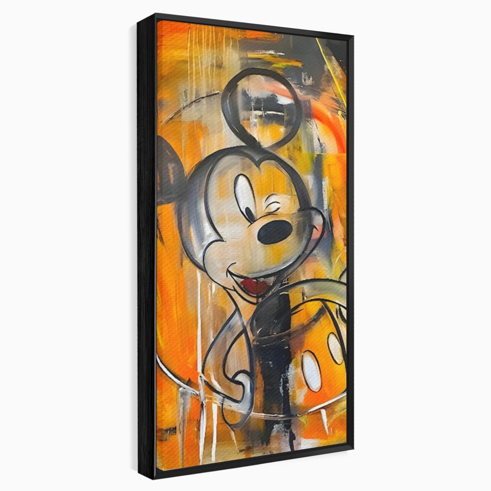Tablou canvas cu tablou canvas cu mickey mouse, in rama de aluminiu negru