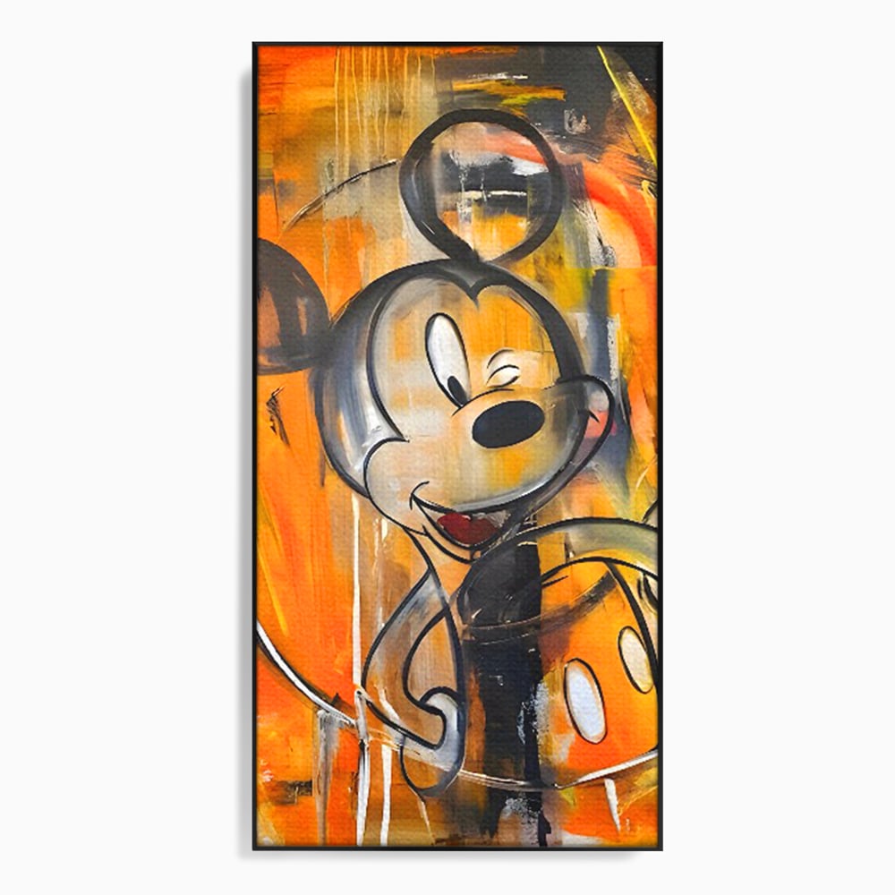 Tablou canvas cu tablou canvas cu mickey mouse, in rama de aluminiu negru
