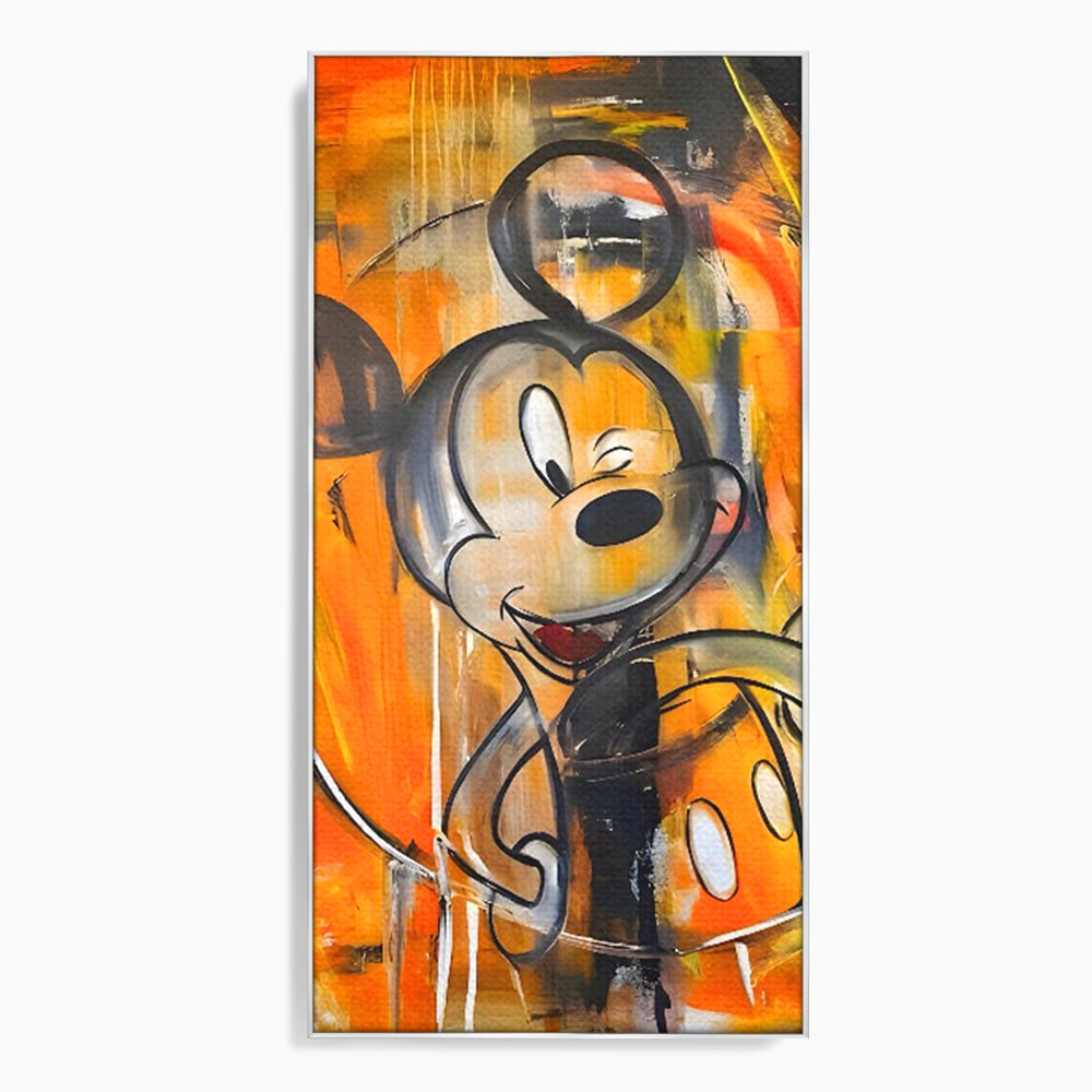 Tablou canvas cu tablou canvas cu mickey mouse, in rama de aluminiu argintiu