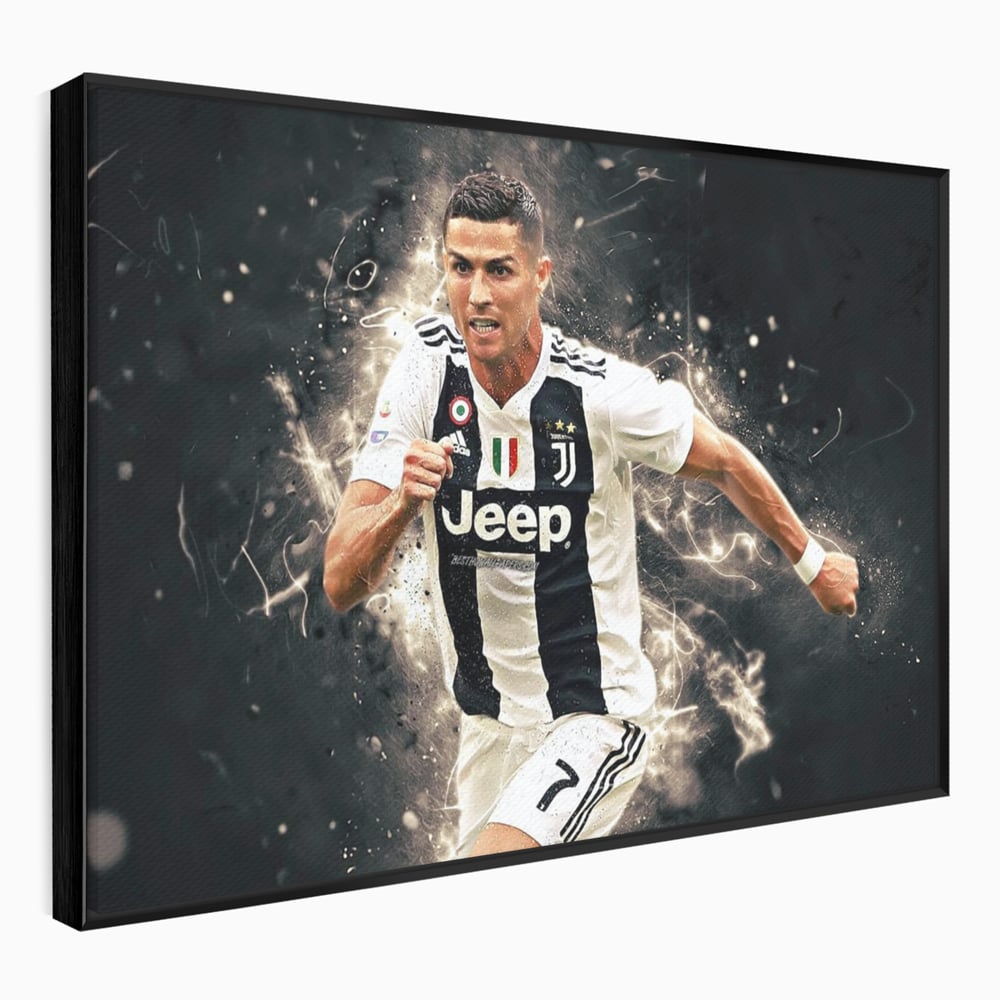Tablou canvas cu tablou canvas cu cristiano ronaldo, in rama de aluminiu negru