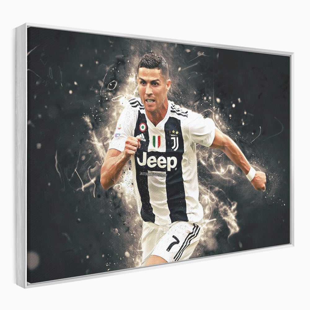 Tablou canvas cu tablou canvas cu cristiano ronaldo, in rama de aluminiu argintiu