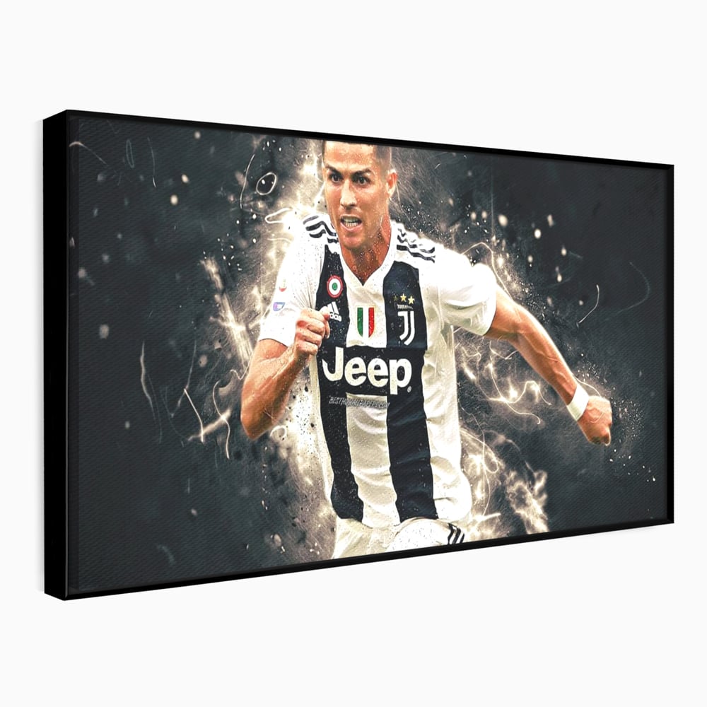 Tablou canvas cu tablou canvas cu cristiano ronaldo, in rama de aluminiu negru