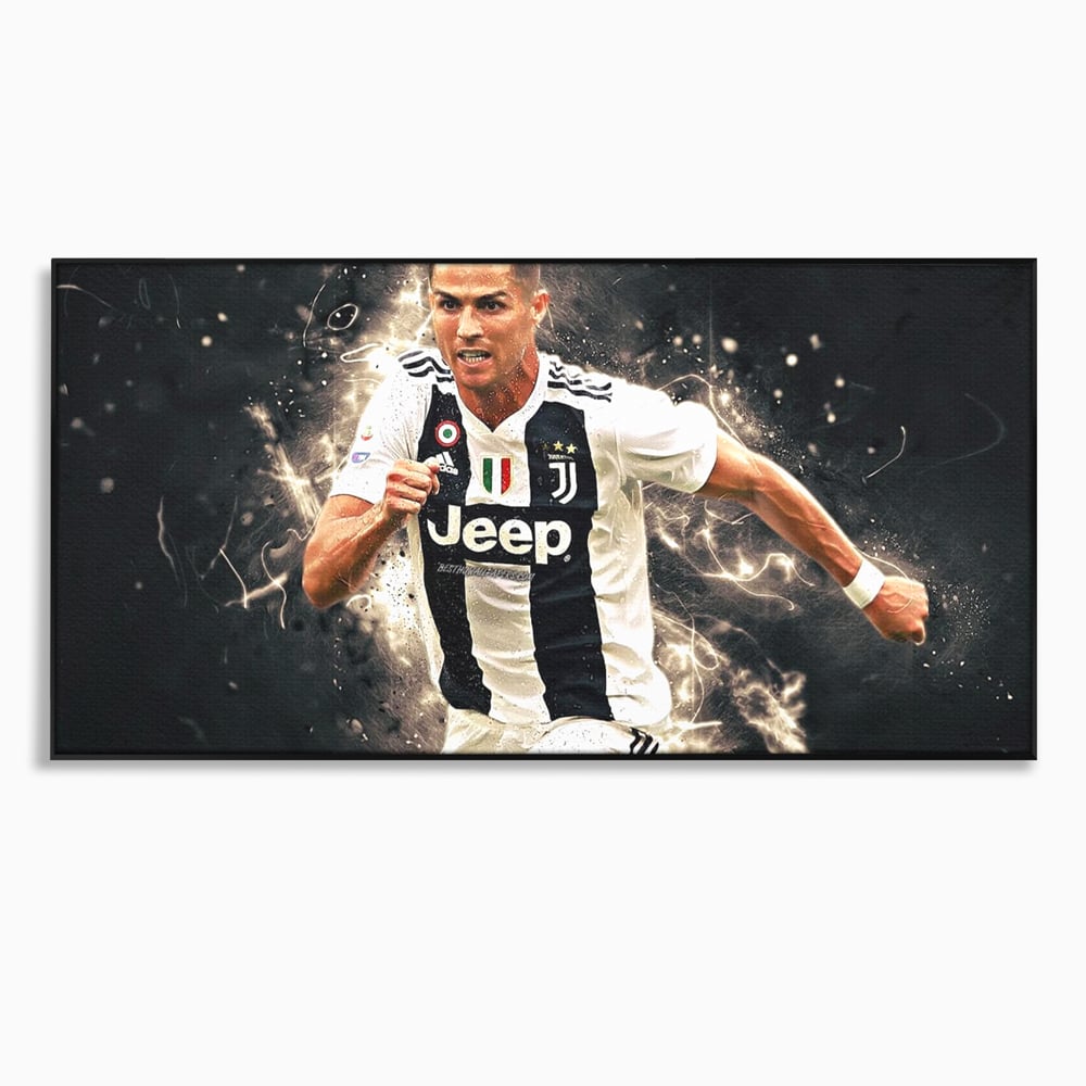 Tablou canvas cu tablou canvas cu cristiano ronaldo, in rama de aluminiu negru