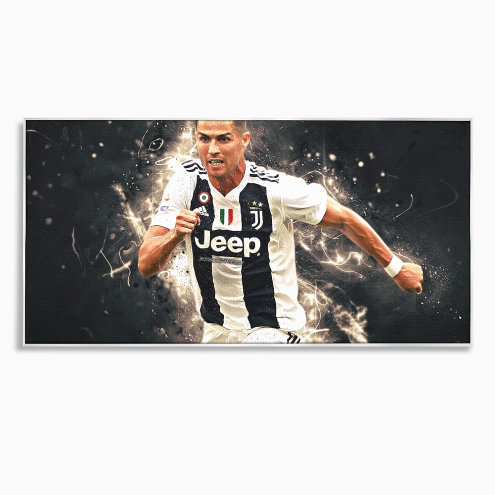 Tablou canvas cu tablou canvas cu cristiano ronaldo, in rama de aluminiu argintiu