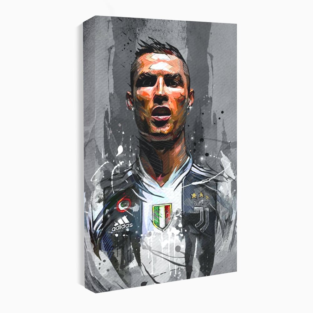 Tablou canvas cu tablou portret cristiano ronaldo juventus, fara rama, pe sasiu de lemn