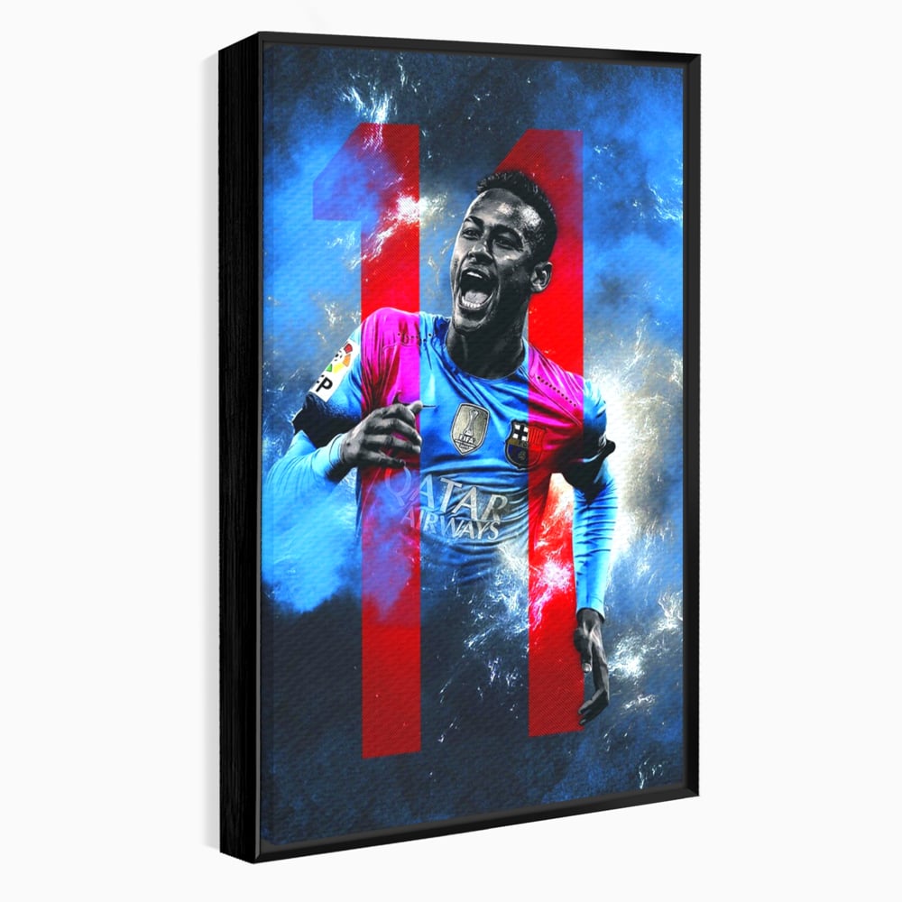 Tablou canvas cu tablou canvas cu fotbalistul neymar, in rama de aluminiu negru