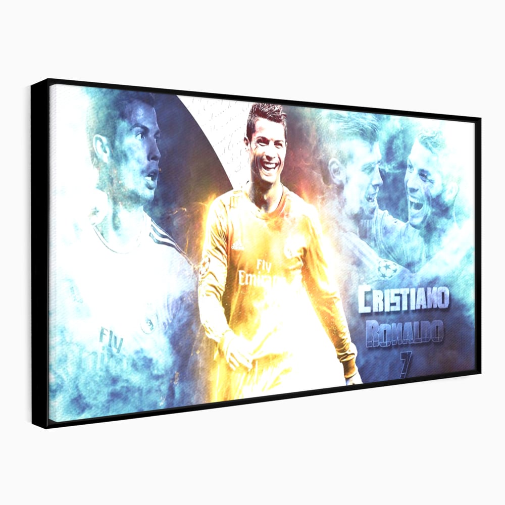 Tablou canvas cu tablou canvas cu cristiano ronaldo, in rama de aluminiu negru