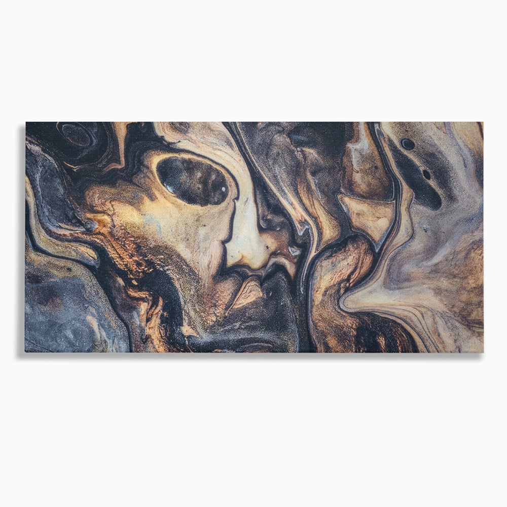 Tablou canvas cu tablou canvas cu pictura abstracta aurie si neagra, fara rama, pe sasiu de lemn