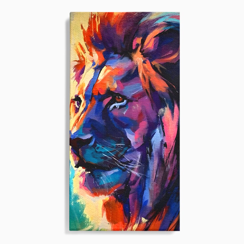 Tablou canvas cu tablou canvas cu leu colorat, fara rama, pe sasiu de lemn