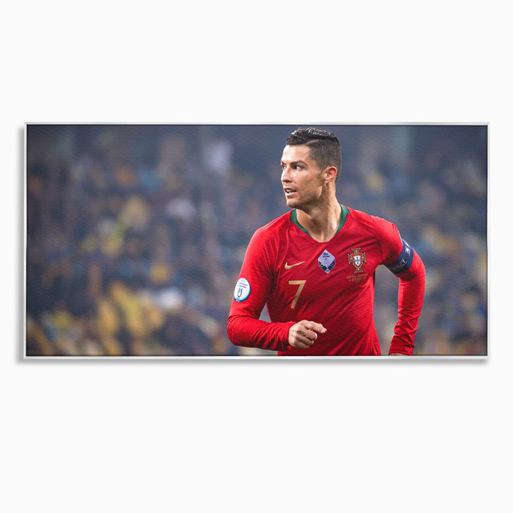 Tablou canvas cu tablou canvas cu cristiano ronaldo, in rama de aluminiu argintiu