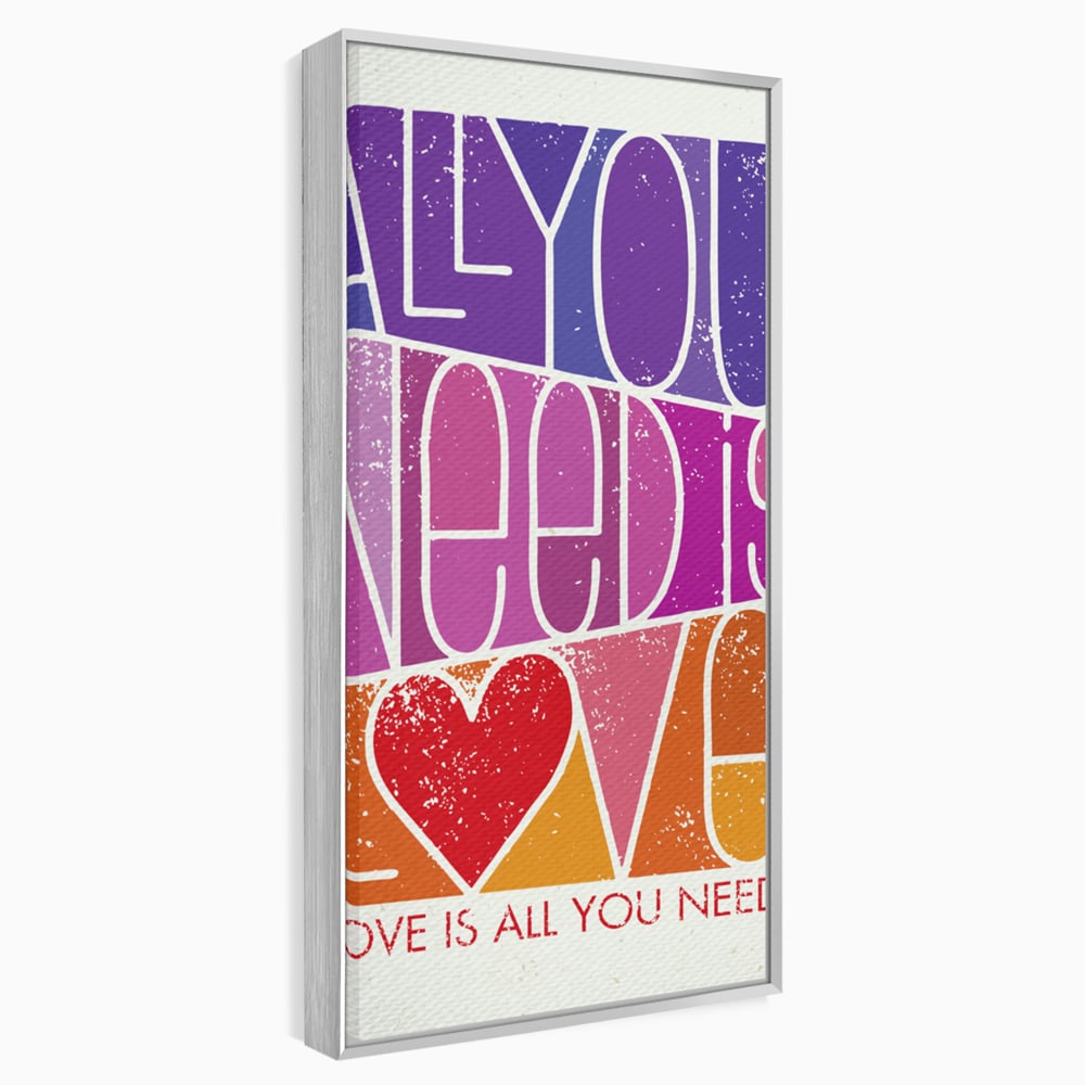 Tablou canvas cu tablou canvas motivational cu text colorat, in rama de aluminiu argintiu