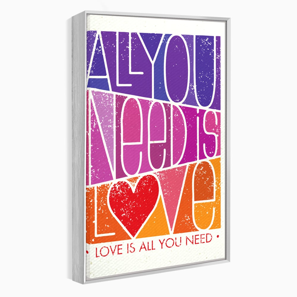 Tablou canvas cu tablou canvas motivational cu text colorat, in rama de aluminiu argintiu