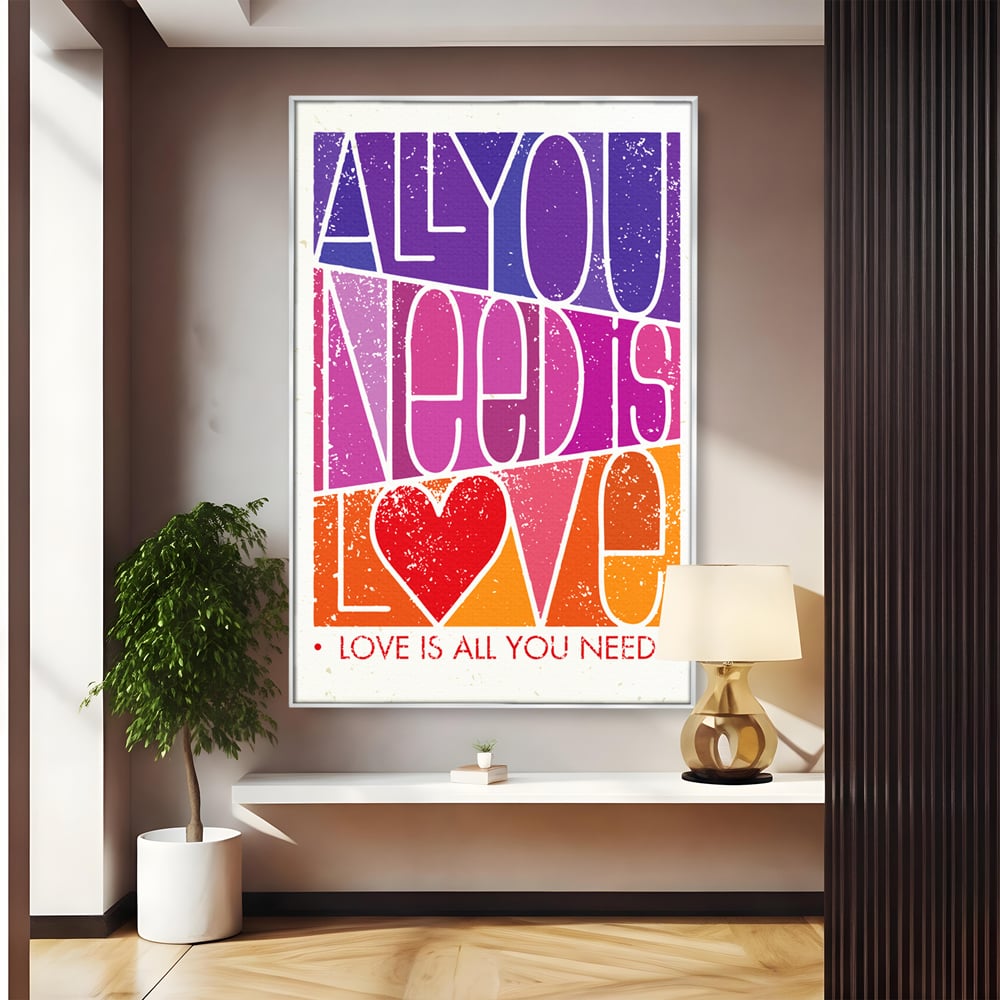 Tablou canvas cu tablou canvas motivational cu text colorat, in rama de aluminiu argintiu