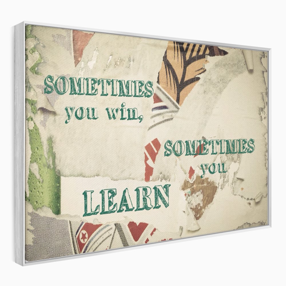 Tablou canvas cu tablou canvas cu mesaj motivational, in rama de aluminiu argintiu