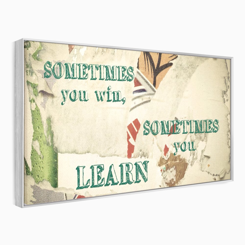 Tablou canvas cu tablou canvas cu mesaj motivational, in rama de aluminiu argintiu