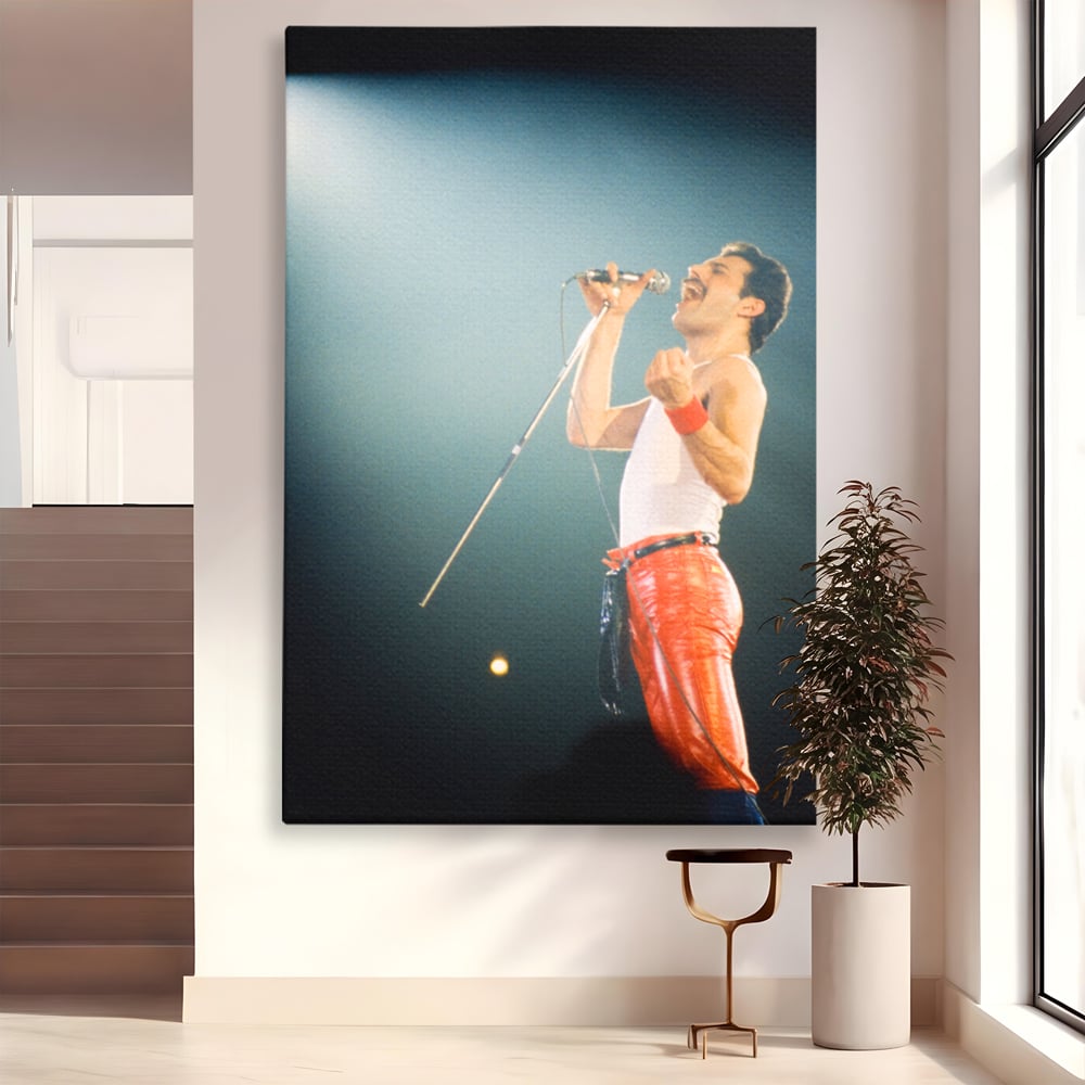 Tablou canvas cu tablou canvas cu freddie mercury, fara rama, pe sasiu de lemn