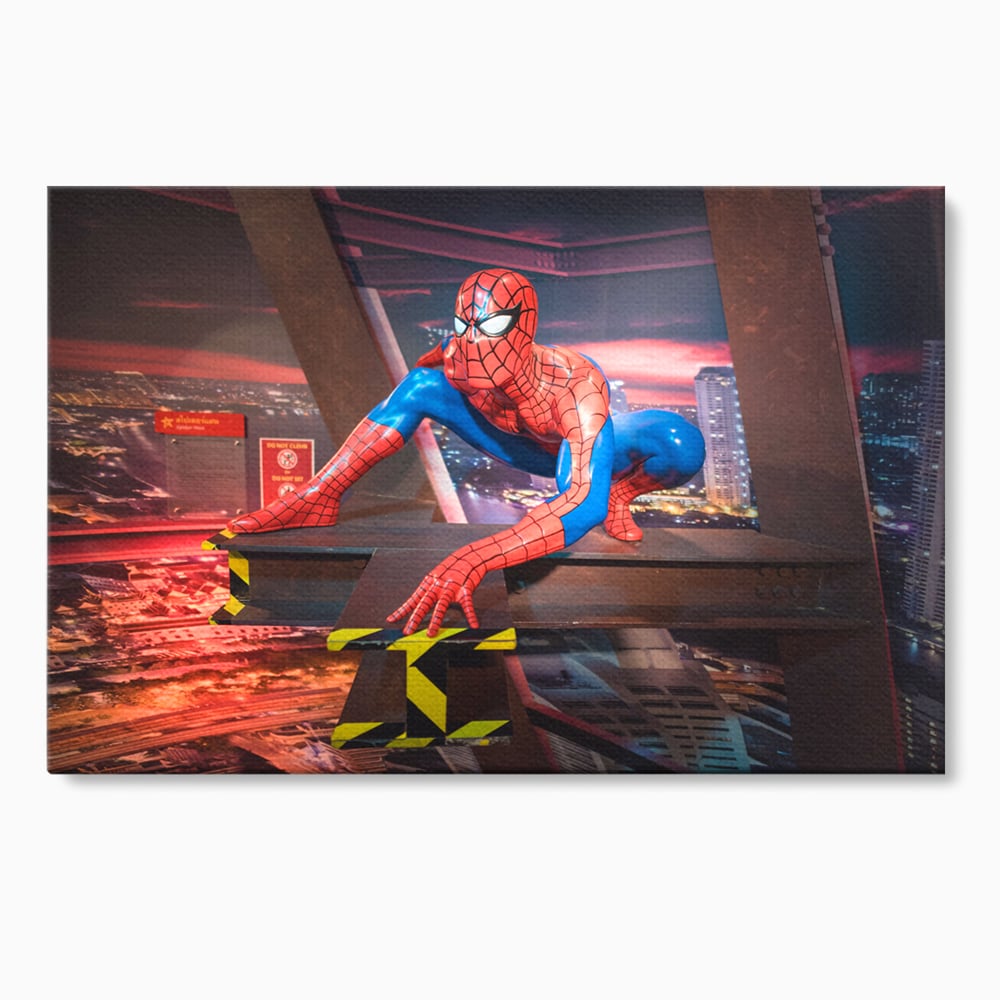 Tablou canvas cu tablou canvas cu figurina spider man, fara rama, pe sasiu de lemn