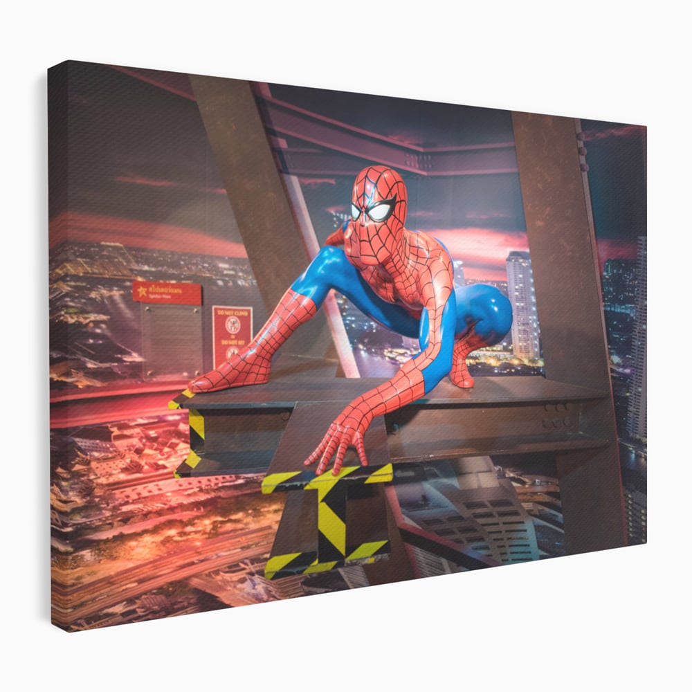 Tablou canvas cu tablou canvas cu figurina spider man, fara rama, pe sasiu de lemn