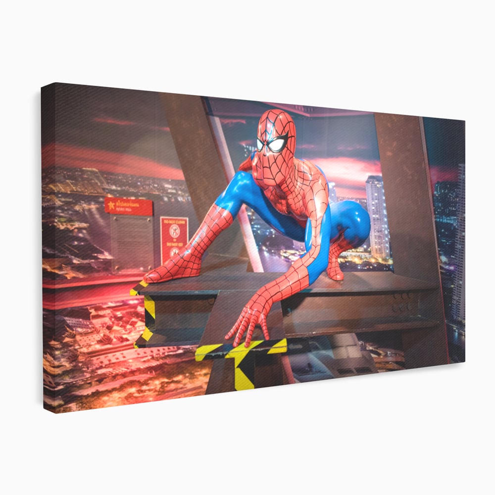 Tablou canvas cu tablou canvas cu figurina spider man, fara rama, pe sasiu de lemn