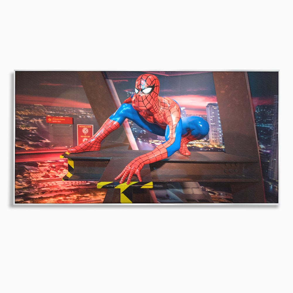 Tablou canvas cu tablou canvas cu figurina spider man, in rama de aluminiu argintiu