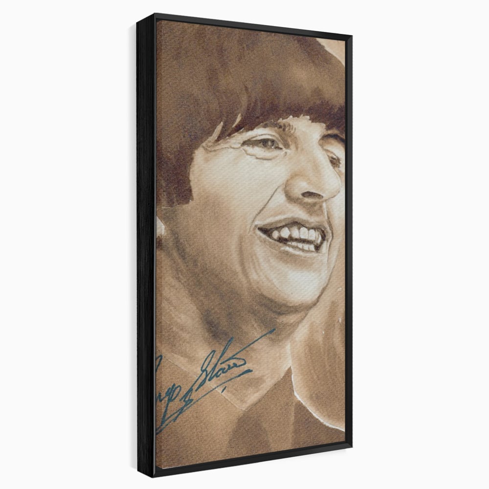 Tablou canvas cu tablou canvas portret ringo starr, in rama de aluminiu negru