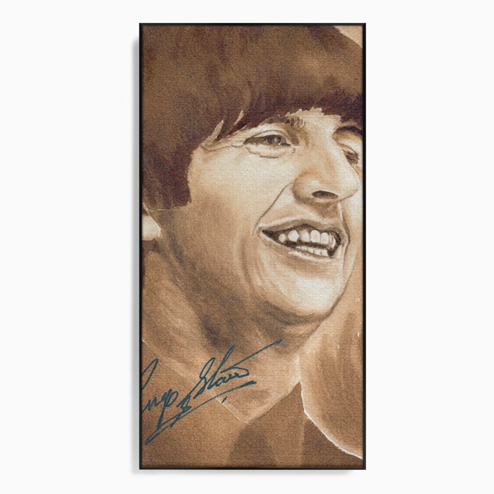 Tablou canvas cu tablou canvas portret ringo starr, in rama de aluminiu negru