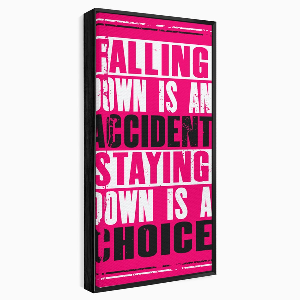 Tablou canvas cu tablou canvas cu citat motivational vertical, in rama de aluminiu negru