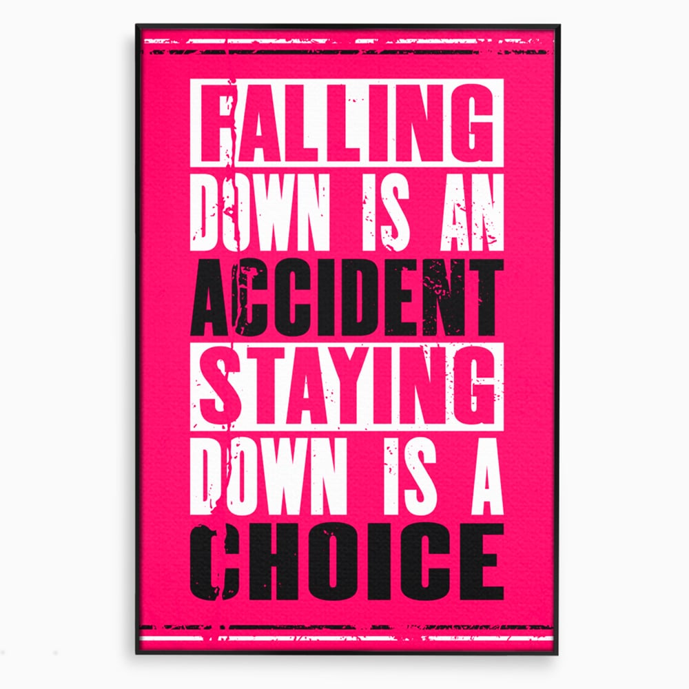 Tablou canvas cu tablou canvas cu citat motivational vertical, in rama de aluminiu negru