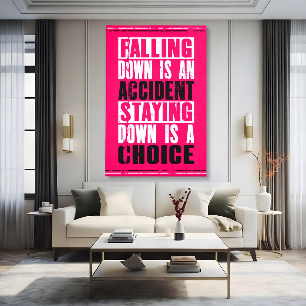 Tablou canvas cu tablou canvas cu citat motivational vertical, fara rama, pe sasiu de lemn, pe perete intr-un living
