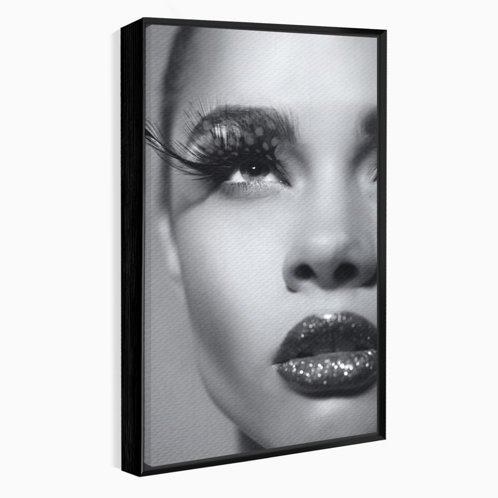 Tablou canvas cu tablou canvas cu portret alb-negru, in rama de aluminiu negru
