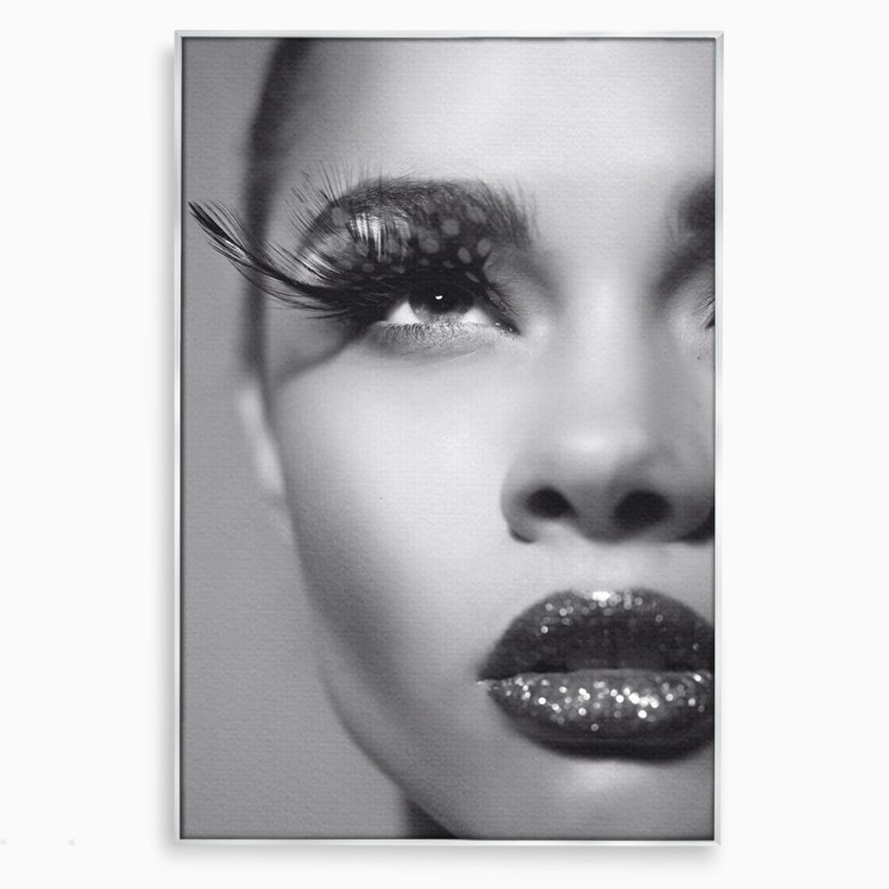 Tablou canvas cu tablou canvas cu portret alb-negru, in rama de aluminiu argintiu