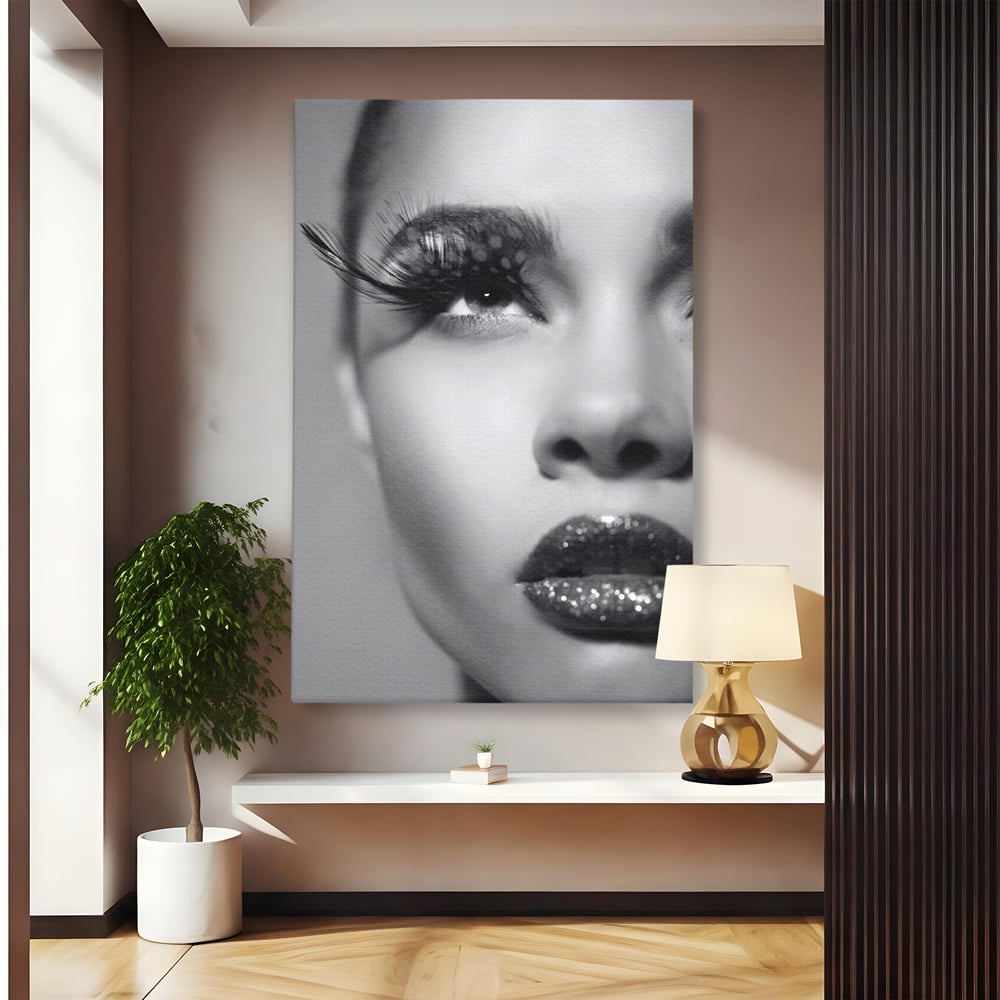 Tablou canvas cu tablou canvas cu portret alb-negru, fara rama, pe sasiu de lemn