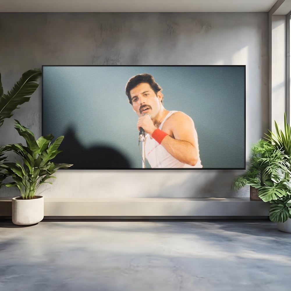 Tablou canvas cu tablou canvas cu freddie mercury, in rama de aluminiu negru